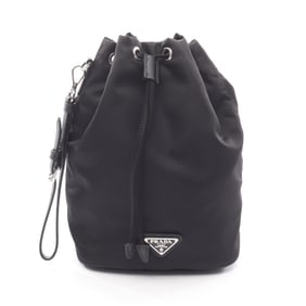 Prada Vela Re-Nylon Pouch Bag in Saffiano Leather and Nylon, Black, Women's, 1NS369_R067_F0002