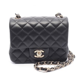CHANEL Mini Matelasse Shoulder Bag, Lambskin Leather, Women's, Black, A35200