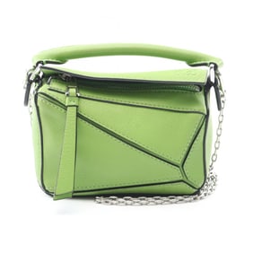 LOEWE Puzzle Bag Nano Handbag Leather Women's Green
