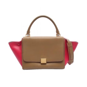 Celine Trapeze Small Handbag, Leather, Women's, Brown and Pink, 174683