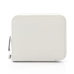Hermes Hermès Azap Compact Silkin Round Wallet Leather Evercolor Women's White