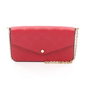 Louis Vuitton Felicie Pochette Shoulder Bag in Monogram Empreinte Leather, Women's, Red, M63700