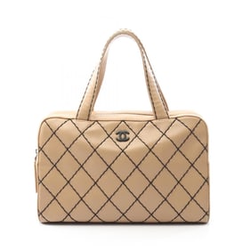 CHANEL Wild Stitch Tote Bag, Leather, Women's, Beige