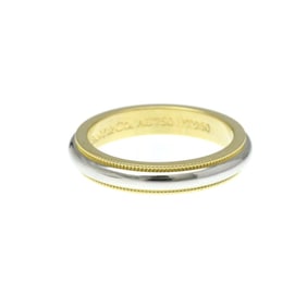 Tiffany Classic Milgrain Ring Yellow Gold (18K),Platinum Fashion No Stone Band Ring Gold,Silver