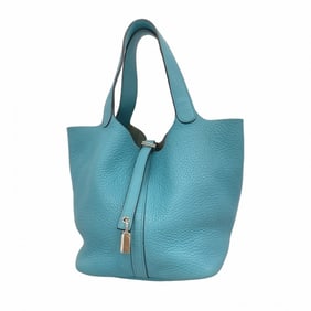 Hermes Hermès Picotin Lock MM Handbag in Taurillon Clemence Blue Atoll with T Stamp for Women