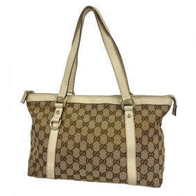 Gucci Tote Bag GG Canvas 141470 Brown Beige Champagne Women's