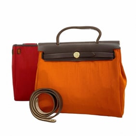Hermes Hermès Handbag, Airbag PM, Toile Officier, Orange/Red, H Stamp, 2-Way Bag, Women's, P1624327