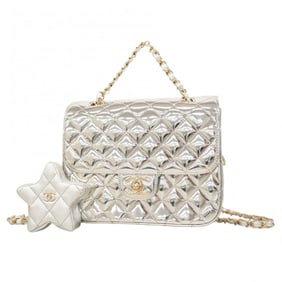 Chanel Backpack/Daypack Matelasse Chain Patent Leather Silver Champagne Women's P1622682
