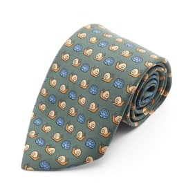 Hermès HERMES tie, silk, men's clothing, green, blue, beige