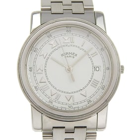 Hermès Carrick Men's Stainless Steel Quartz Watch with Analog Display and White Dial