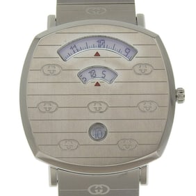 Gucci Grip Watch, 157.3mm, Stainless Steel, Quartz Movement, Analog Display, White Dial, Men's