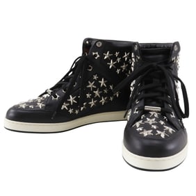 JIMMY CHOO Star Studs High-Top Sneakers in Black Leather for Women