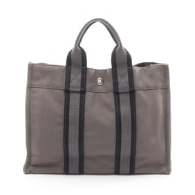 Hermes Hermès Foul Tote PM Bag, Canvas, Women's, Gray/Black, 100754M