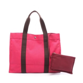 Hermes Hermès Sac de Plage GM Tote Bag, Canvas, Women's, Pink and Brown