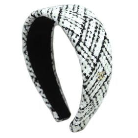 CHANEL Tweed Coco Mark 23B Hair Headband AA9458 Sequins Women's