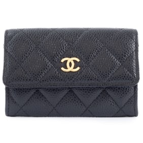 CHANEL Matelasse Card Case in Black Caviar Leather (A50169)