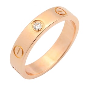 Cartier Mini Love Ring (1PD) in 18K Pink Gold with Diamonds, Clear or Gold, B4050700