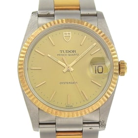 Tudor Prince Oysterdate B-series watch, stainless steel, quartz movement, analog display, gold dial,