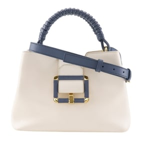 Bally Janelle JORAH Handbag, Women's, Leather Shoulder Bag, White/Blue, 2-Way, Turn Lock