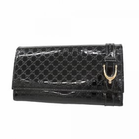 Gucci Micro Guccissima Long Wallet 309760 Enamel Black Women's