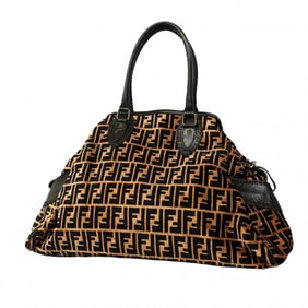 Fendi handbag Zucca Etnico pile black brown women's