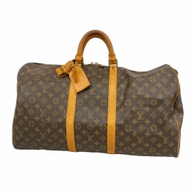 Louis Vuitton Monogram Keepall 55 Boston Bag M41424 Brown Men's and Women's