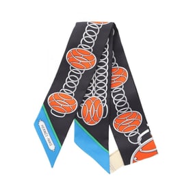 Hermes Hermès Twilly Lift Profile Silk Scarf for Women in Black and Multicolor