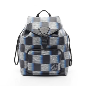Louis Vuitton Montsouris Backpack Bag in Damier Rush Epi Leather, Navy, Blue, and White, M23754