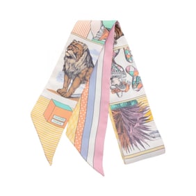 Hermes Hermès Twilly GRAND THEATRE NOUVEAU Silk Scarf for Women in White and Multicolor