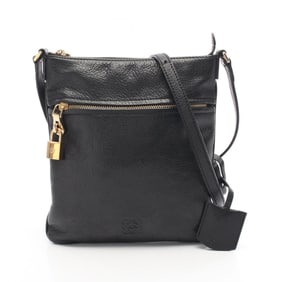 LOEWE Anagram Shoulder Bag, Leather, Women's, Black