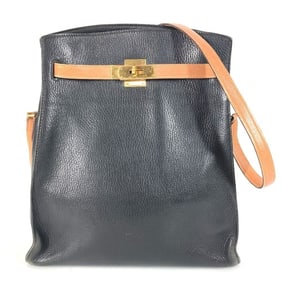 HERMES Vintage Kelly Sport GM Two-Tone Ardennes Shoulder Bag, Women's, Black