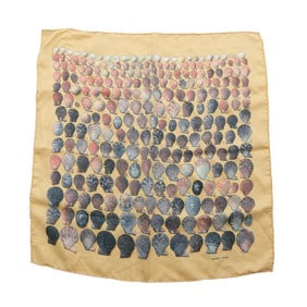 Hermes Hermès Les Coquilles Petit Carré 45 Silk Scarf for Women in Multicolored Yellow