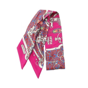 Hermes Hermès MORS et Gourmettes REMIX Twilly Silk Scarf for Women in Multicolored Pink