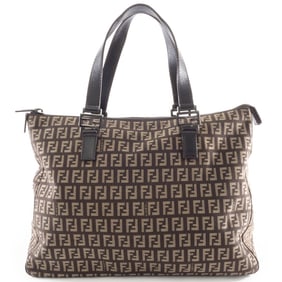 Fendi Zucchino Tote Bag, Brown and Beige, 8BH138