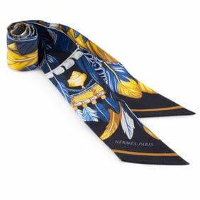 Hermes Hermès Twilly Dance Pacific Silk Scarf with Black Ribbon