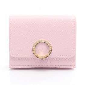 BVLGARI Clip Tri-fold Wallet Leather Women's Pink