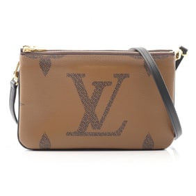Louis Vuitton Double Zip Pochette Shoulder Bag in Coated Canvas and Leather with Monogram Giant