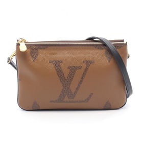 Louis Vuitton Double Zip Pochette Shoulder Bag in Coated Canvas and Leather with Monogram Giant