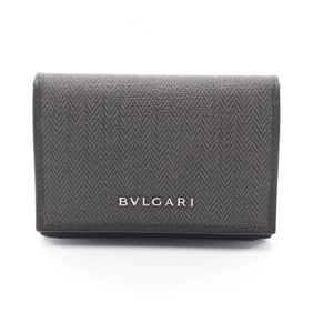 Bvlgari BVLGARI WEEKEND Business Card Holder/Card Case, Leather, Men's, Black/Gray, 32588