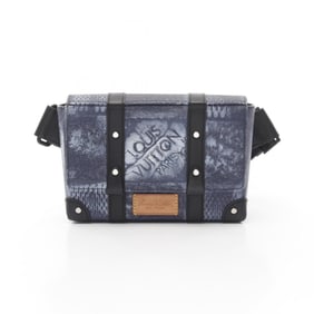 Louis Vuitton Trunk Sling Bag, Waist Coated Canvas and Leather, Damier Salt, Men's, Blue Black,