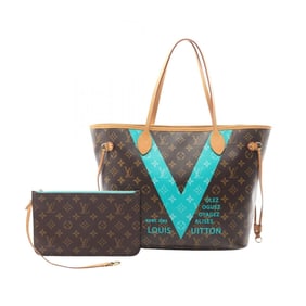 Louis Vuitton Neverfull MM Monogram V Tote Bag, Coated Canvas and Leather, Women's, Brown Blue