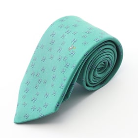 Hermes Hermès H Lapin Silk Tie for Men, Green, 006349T