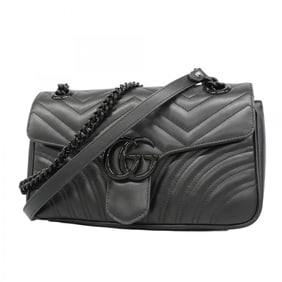 Gucci GG Marmont Shoulder Bag 443497 Leather Black Women's