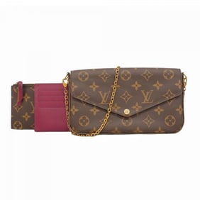 Louis Vuitton Monogram Pochette Felicie Shoulder Wallet M81896 Brown Fuchsia Women's