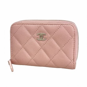 Chanel Matelasse Caviar Leather Wallet/Coin Case, Pink, Women's