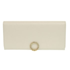 Bvlgari 282427 Logo Clip Leather White Long Wallet 1319 BVLGARI