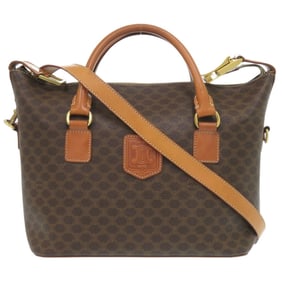 Celine 2-Way Macadam MC98/2 PVC/Leather Brown Handbag 0688 CELINE