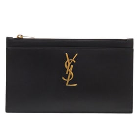 Like new Yves Saint Laurent 636316 flat pouch with YSL logo in black leather. Product code: 0996.