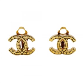 Chanel Coco Mark Earrings, GP Plated Gold, Women's