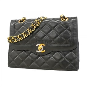 Chanel Matelasse Shoulder Bag, Paris Limited Edition, Double Flap, Chain, Lambskin, Black, Gold,